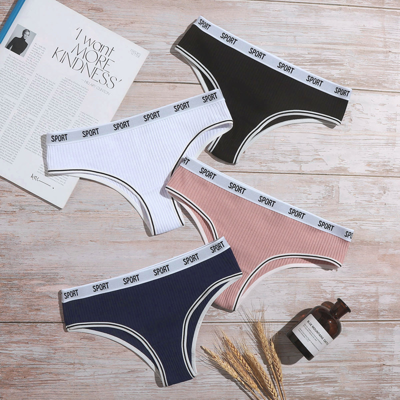 

4pack Letter Tape Panty Set, Multicolor