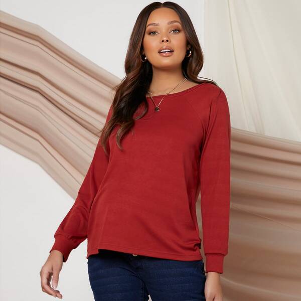 

Maternity Raglan Sleeve Solid Tee, Red