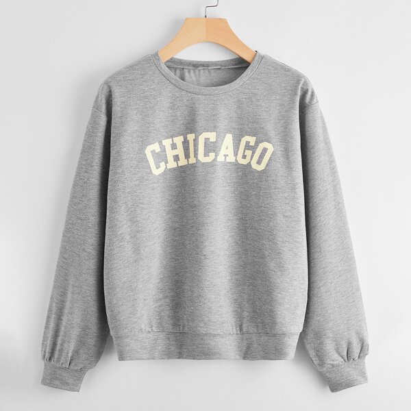 

Drop Shoulder Letter Graphic Sweatshirt, Grey