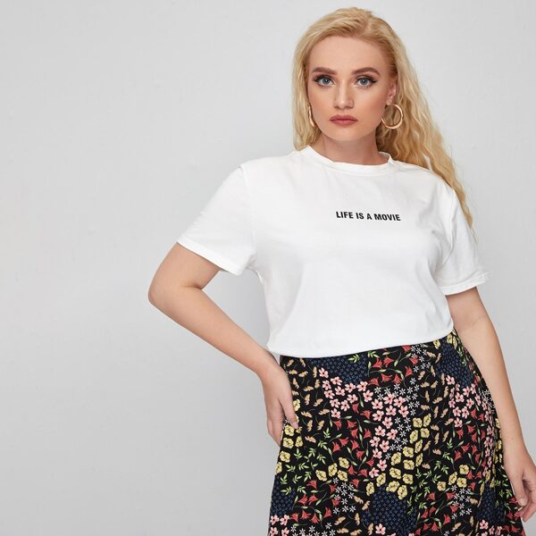 

Plus Slogan Graphic Top, White