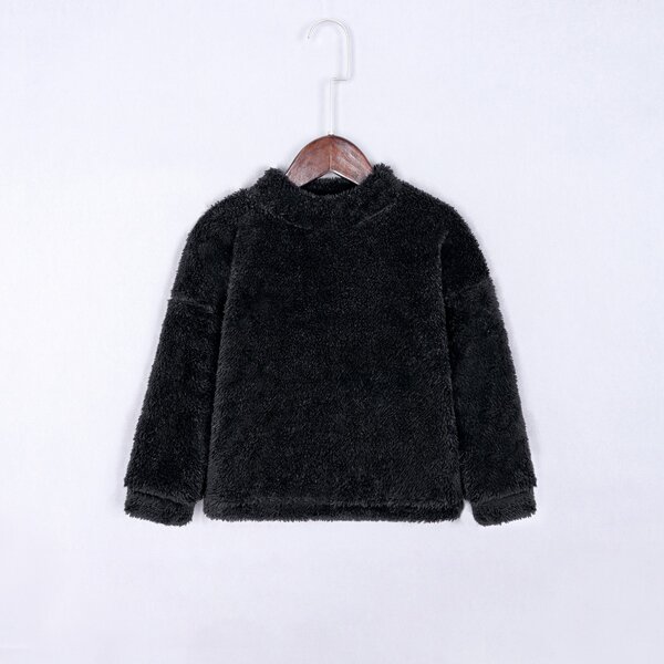 

Toddler Girls Drop Shoulder Flannel Sweatshirt, Black