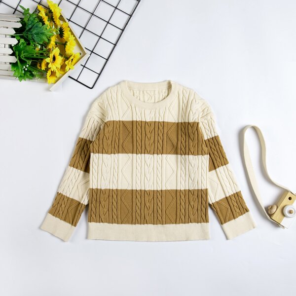 

Boys Cable Knit Cut And Sew Sweater, Multicolor