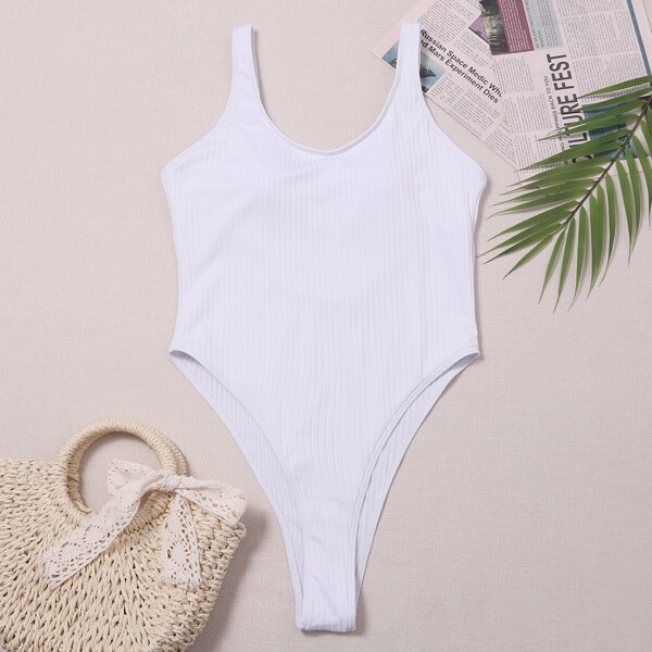 

Rib One Piece Swimsuit, White