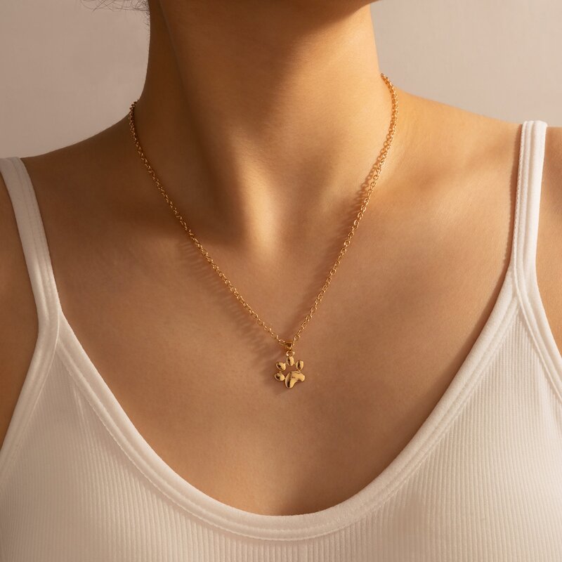 

Paw Pendant Necklace, Gold