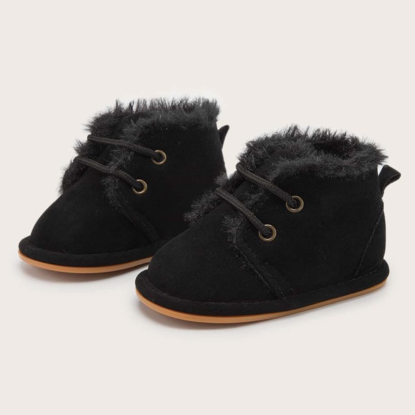 

Baby Boy Plush Lined Ankle Boots, Black