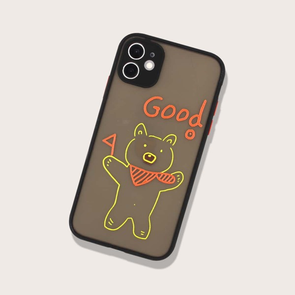 

Cartoon Bear Contrast Frame iPhone Case, Multicolor