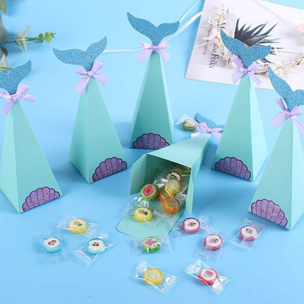 

6pcs Mermaid Tail Candy Box, Multicolor