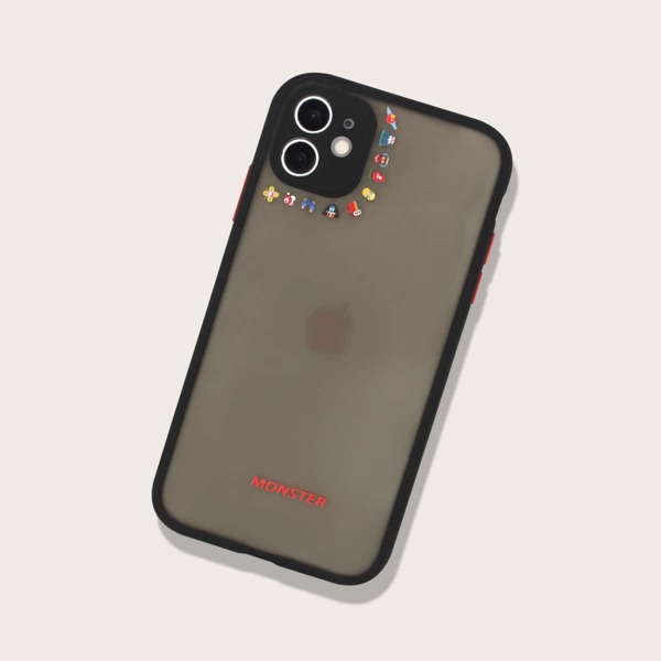 

Чехол для iPhone с контрастной рамкой и принтом, Прозрачный