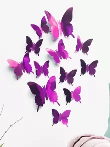 12入組/套3D蝴蝶牆貼,現代寵物蝴蝶貼紙適合婚禮,家庭