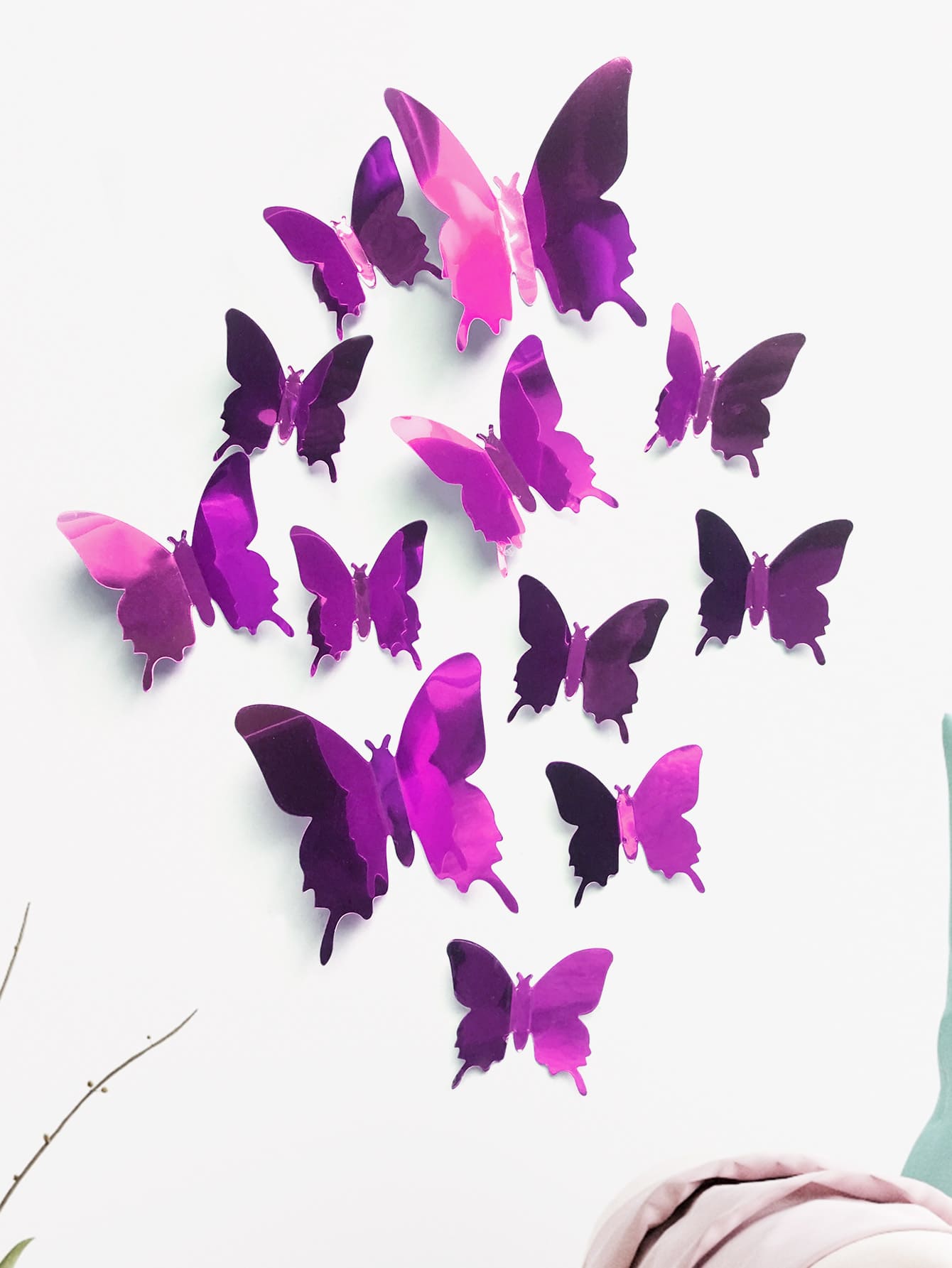 12入組/套3D蝴蝶牆貼,現代寵物蝴蝶貼紙適合婚禮,家庭