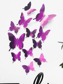 12入組/套3D蝴蝶牆貼,現代寵物蝴蝶貼紙適合婚禮,家庭