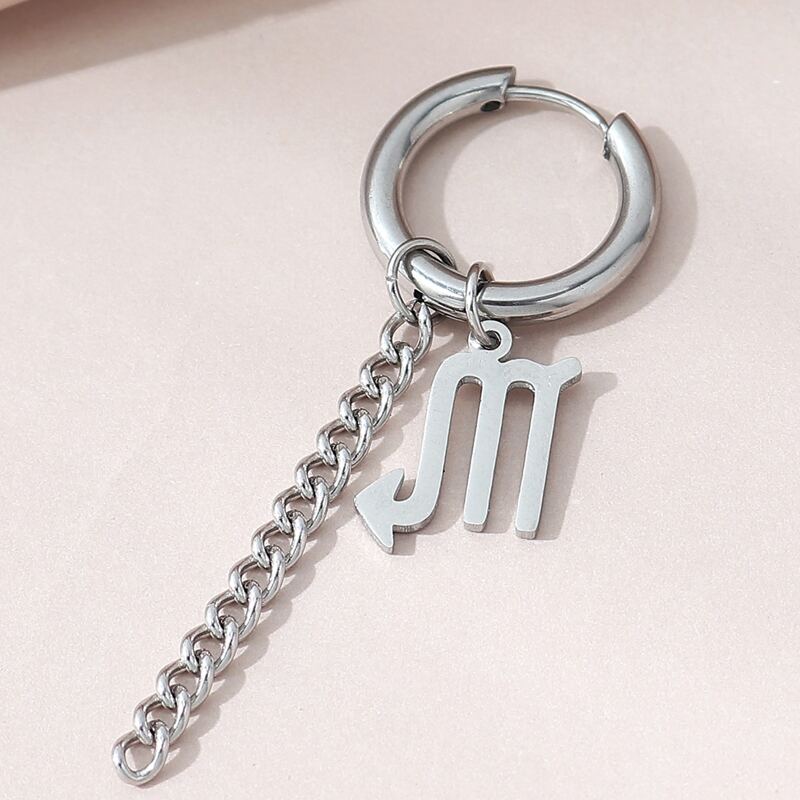 

1pc Guys Chain Charm Earring, Silver