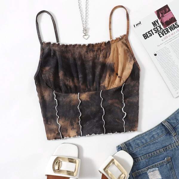

Frill Trim Tie Dye Cami Top, Multicolor