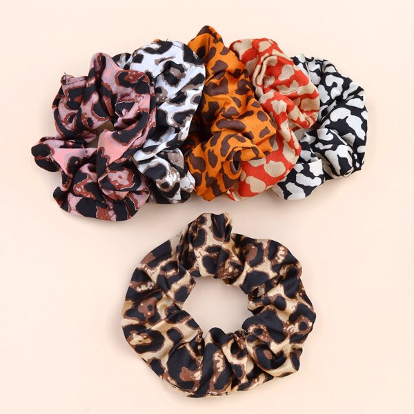 

6pcs Toddler Girls Leopard Pattern Scrunchie, Multicolor
