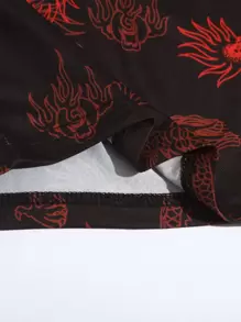 SHEIN Unity Chinese Dragon Print Crop Tank Top - Black - View 5