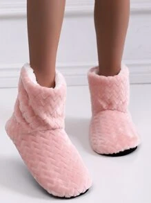 Giày dép lót lông giả hình chữ nhật - Hồng - Xem 4
