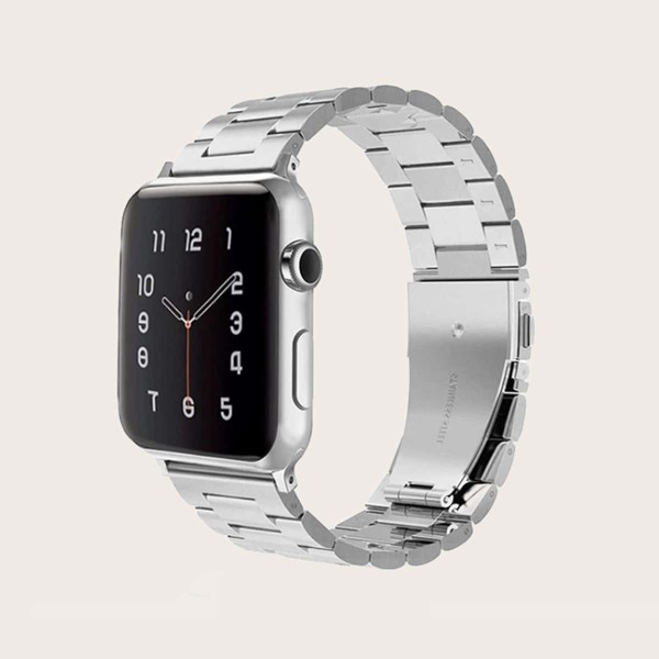 

1pc Solid Stainless Steel Apple Watch Band, Silver