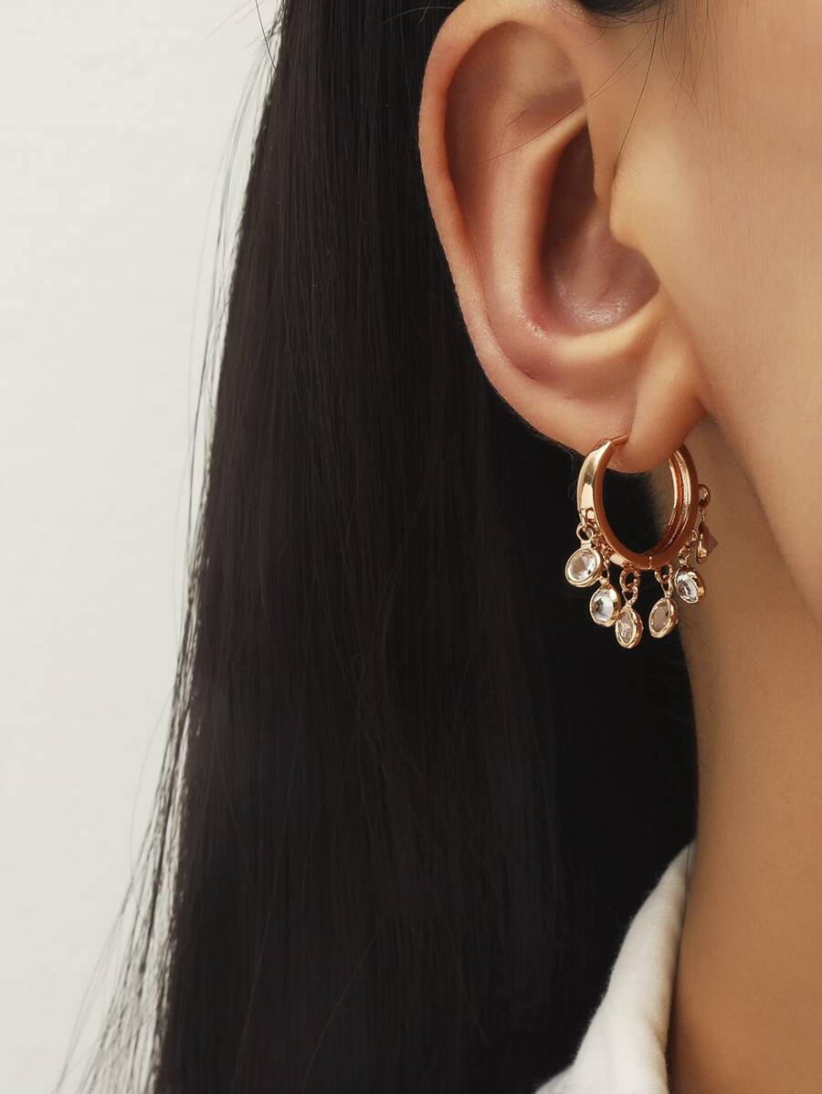 Bông tai Trang trí Tua tròn - Vàng - Xem 1