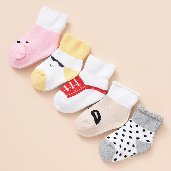 

5pairs Toddler Girls Cartoon Graphic Socks, Multicolor