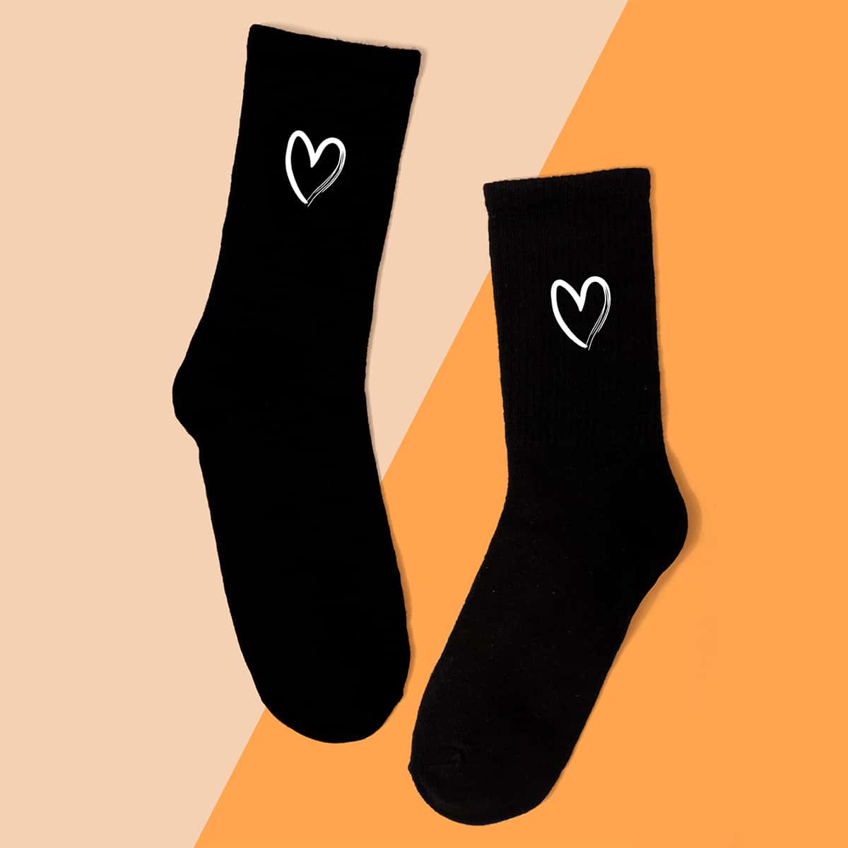 

Heart Pattern Crew Socks, Clear