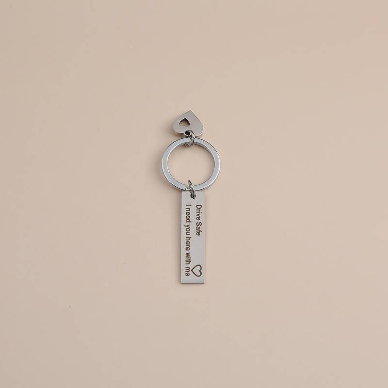 

1pc Drive Safe Letter Keychain, Silver