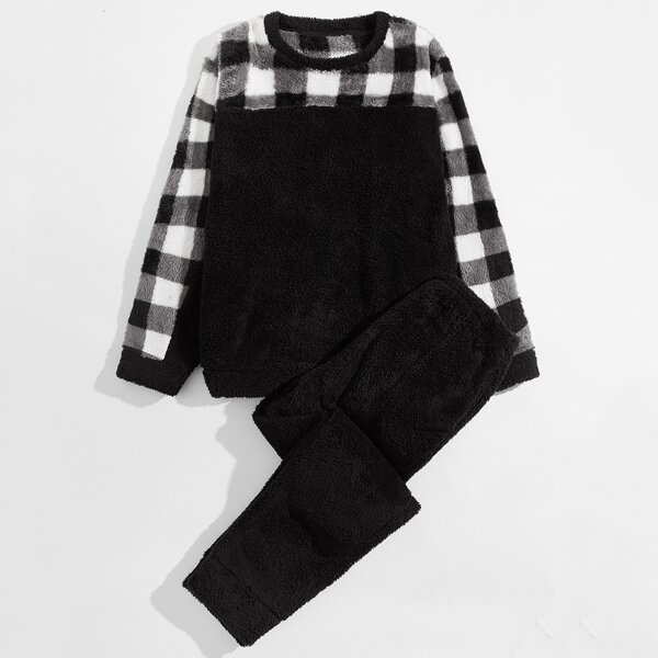 

Men Buffalo Plaid Flannel PJ Set, Black