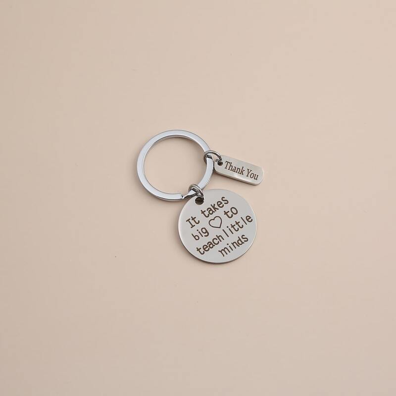 

1pc Teacher's Day Letter Coin Keychain, Silver