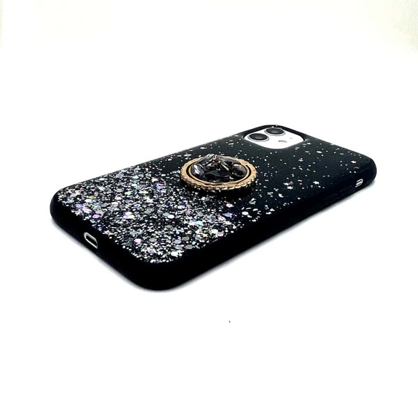 

Glitter iPhone Case With Phone Ring Holder, Silver