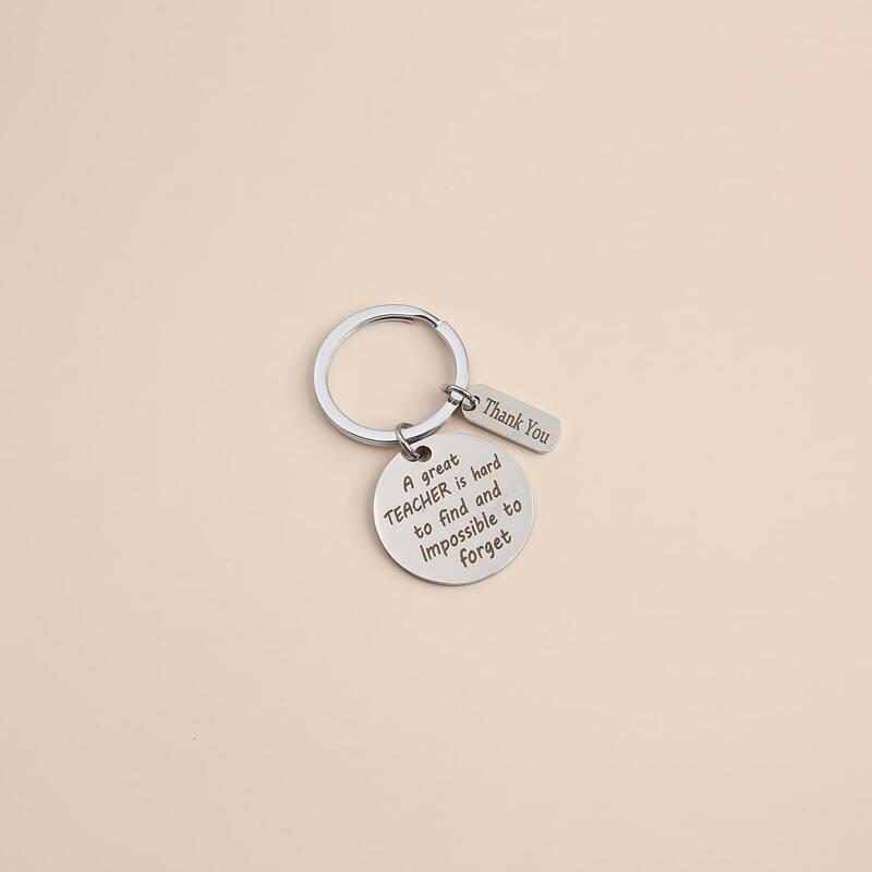 

1pc Teacher's Day Letter Coin Keychain, Silver