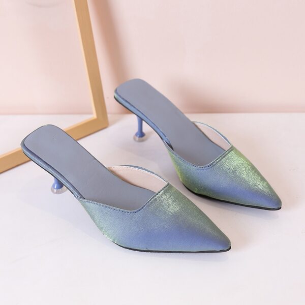 

Point Toe Mid Heeled Mules, Blue