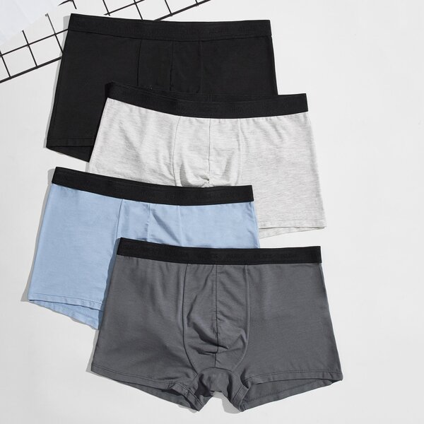 

Men 4pcs Letter Graphic Boxer Brief, Multicolor