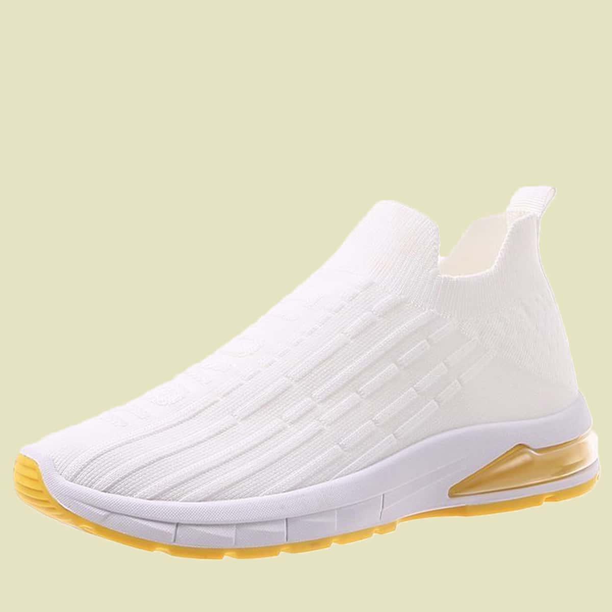 

Letter Graphic Slip On Knit Sneakers, White