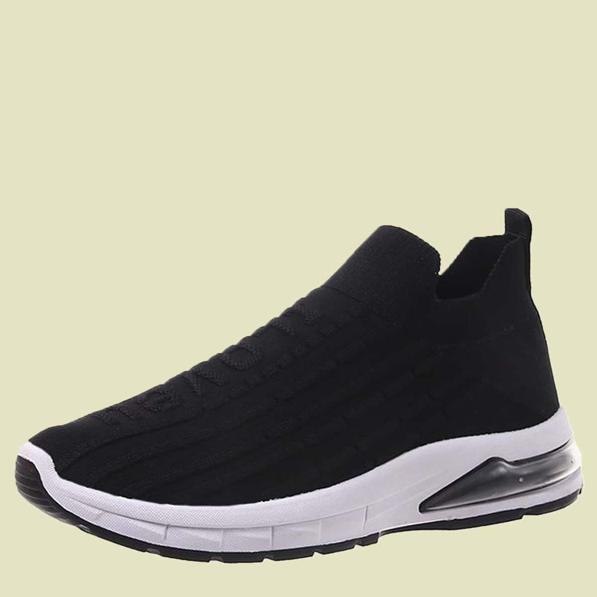 

Letter Graphic Slip On Knit Sneakers, Black
