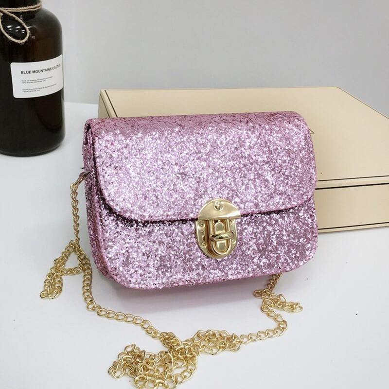 

Sequin Chain Crossbody Bag, Pink
