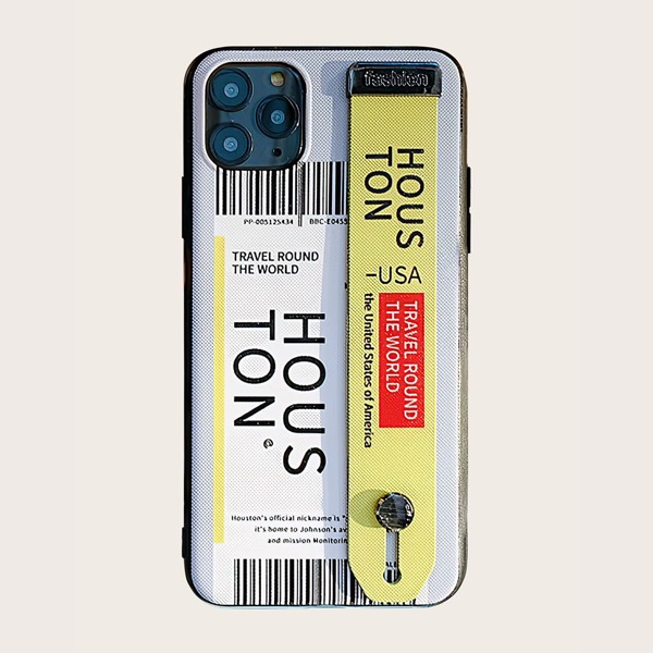 

Boarding Pass Pattern Hand Strap iPhone Case, Yellow