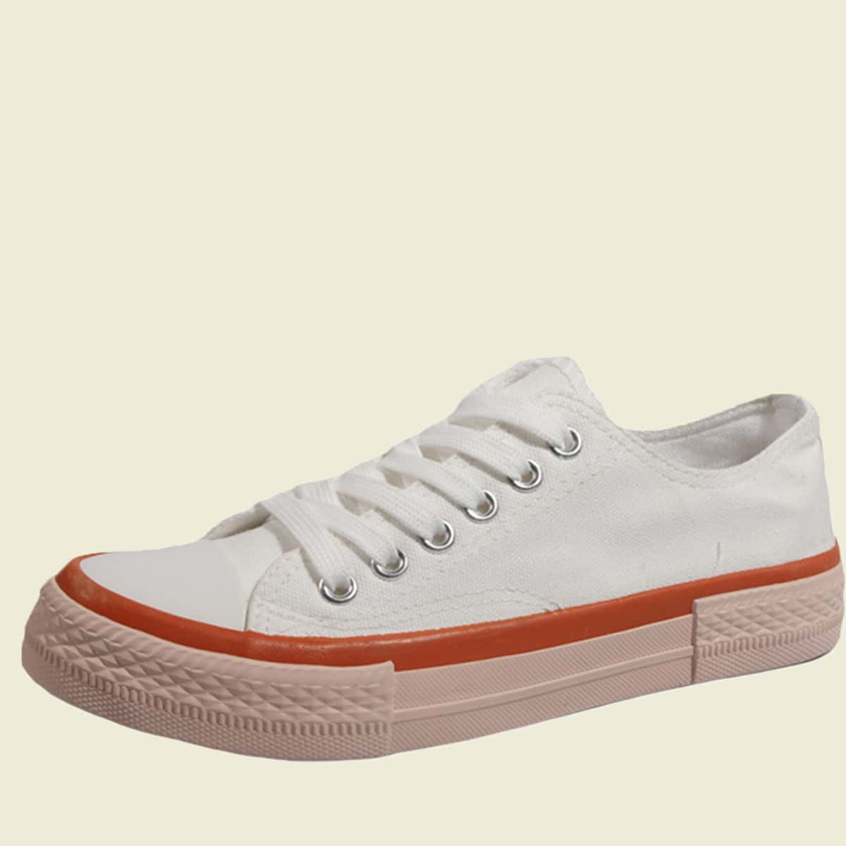 

Lace-up Front Canvas Sneakers, White