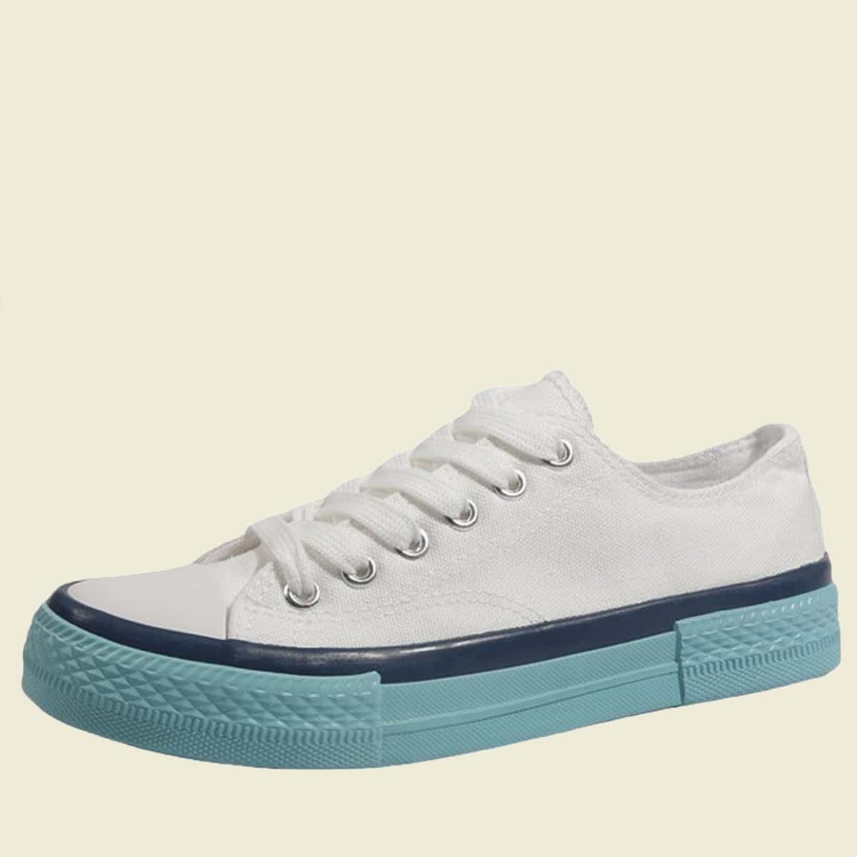 

Lace-up Front Canvas Sneakers, White