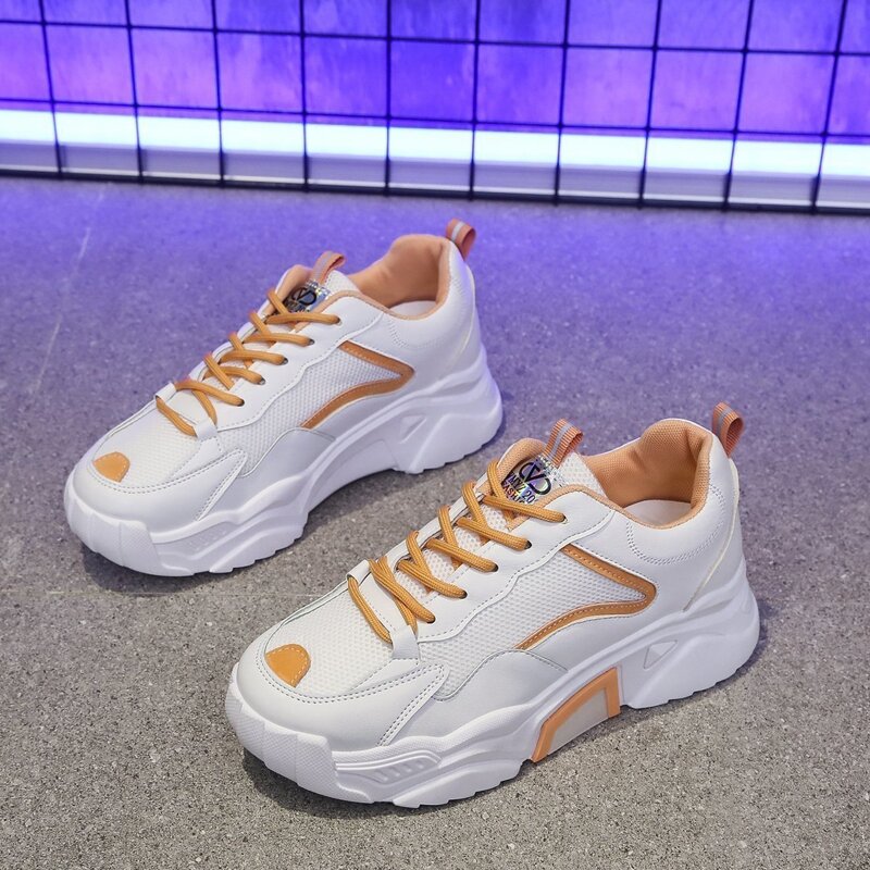 

Lace-up Mesh Chunky Sneakers, White