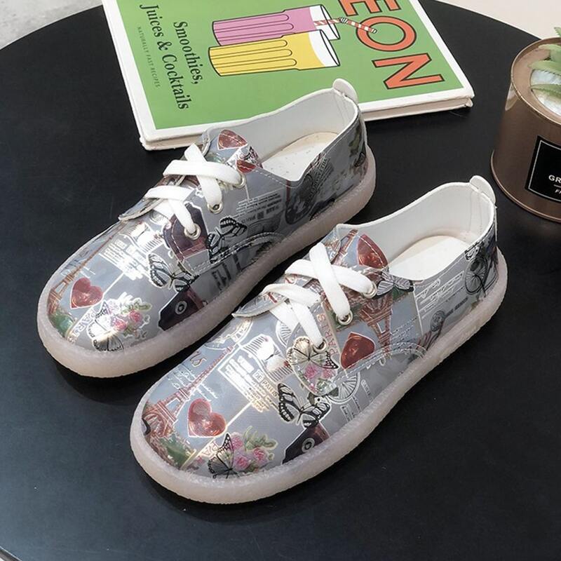 

Floral & Heart Lace-up Skate Shoes, Multicolor