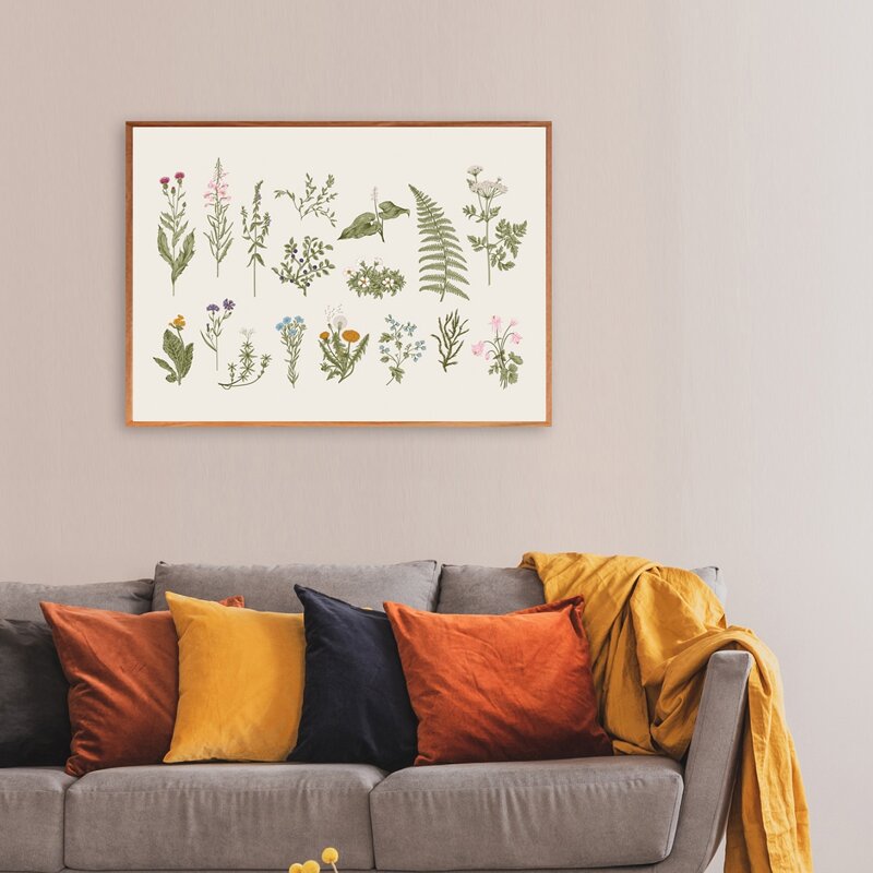 

Plants Print Wall Painting Without Frame, Beige