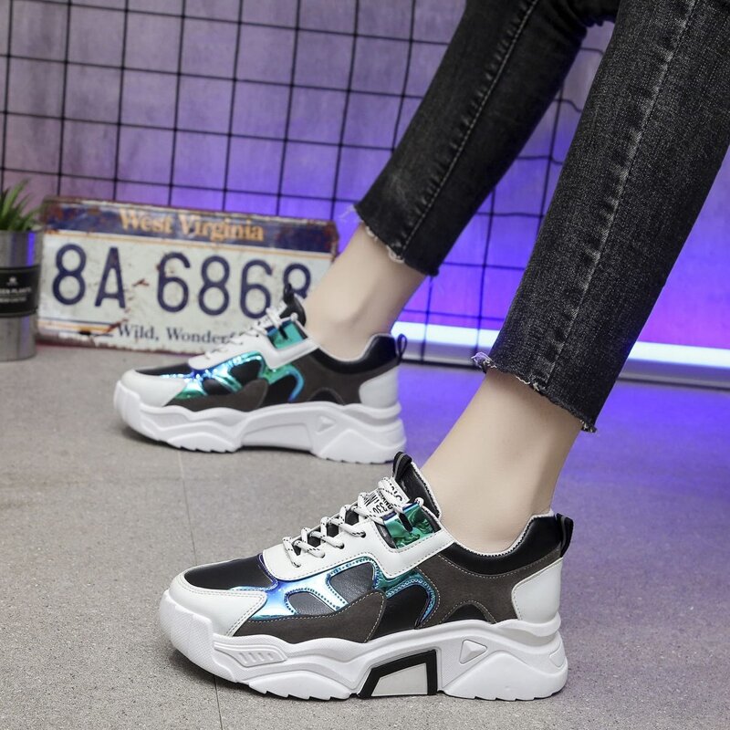 

Colorblock Lace-up Chunky Sneakers, Multicolor