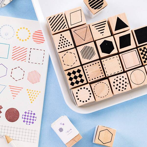 

1pc Random Pattern Mini Stamp, Khaki