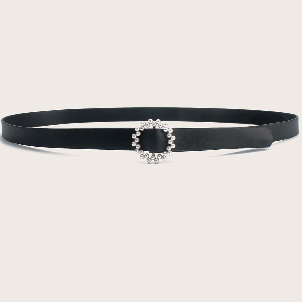 

Faux Pearl Buckle Belt, Black
