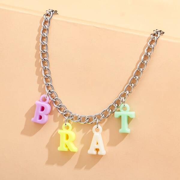 

Girls Letter Charm Necklace, Multicolor