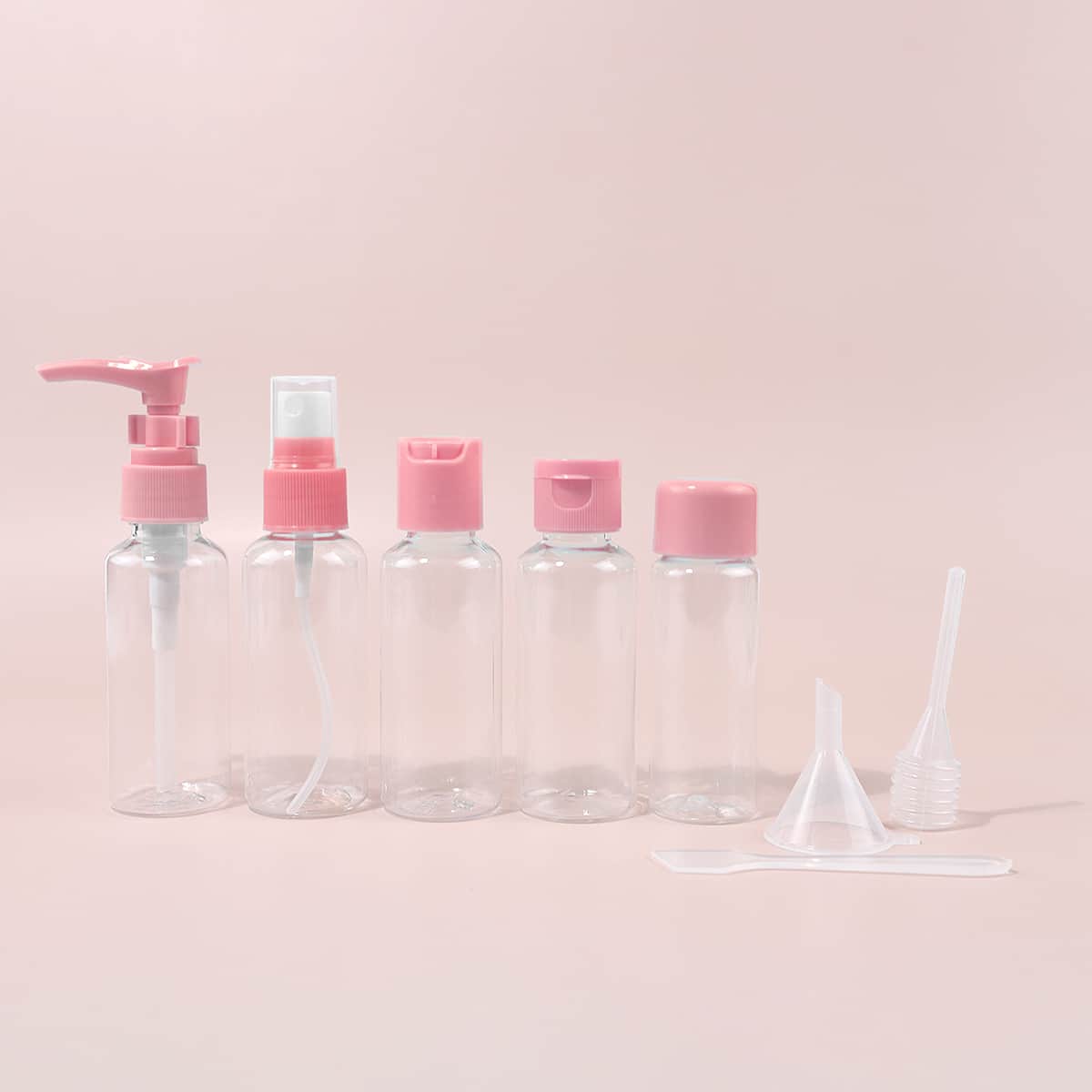 

8pcs Portable Travel Bottle Set, Pink