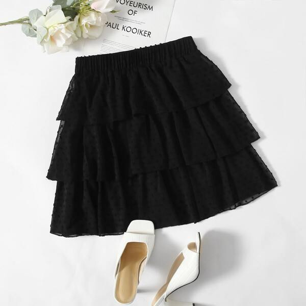 

Swiss Dot Layered Skirt, Black