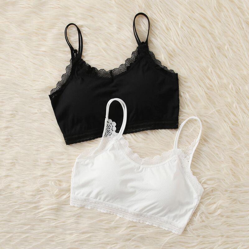 

2pack Lace Trim Bralette Set, Multicolor