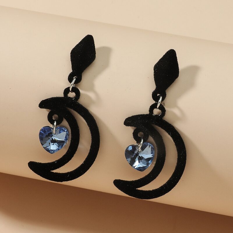 

Velvet Moon Drop Earrings, Black