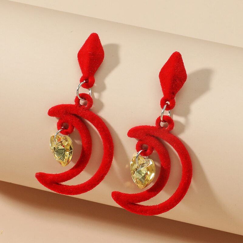 

Velvet Moon Drop Earrings, Red
