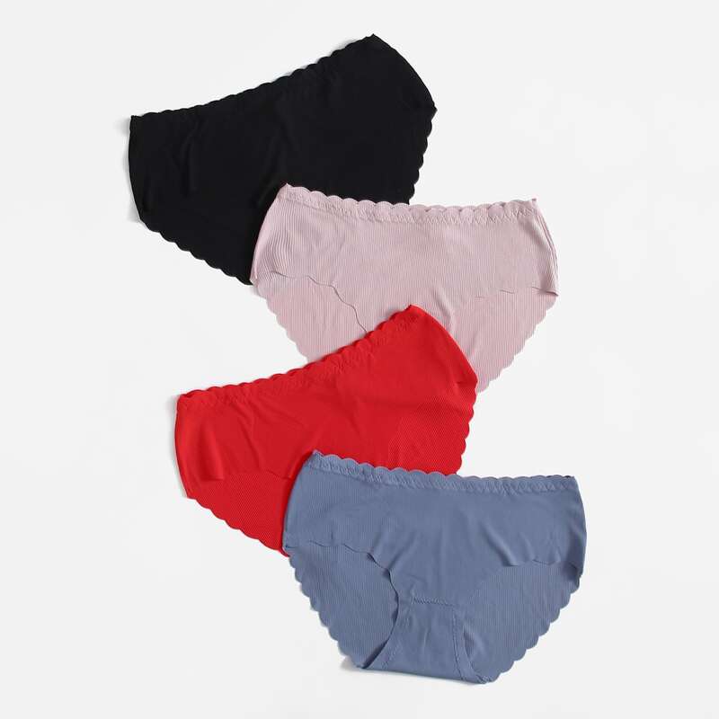 

4pack Scallop Trim Panty Set, Multicolor